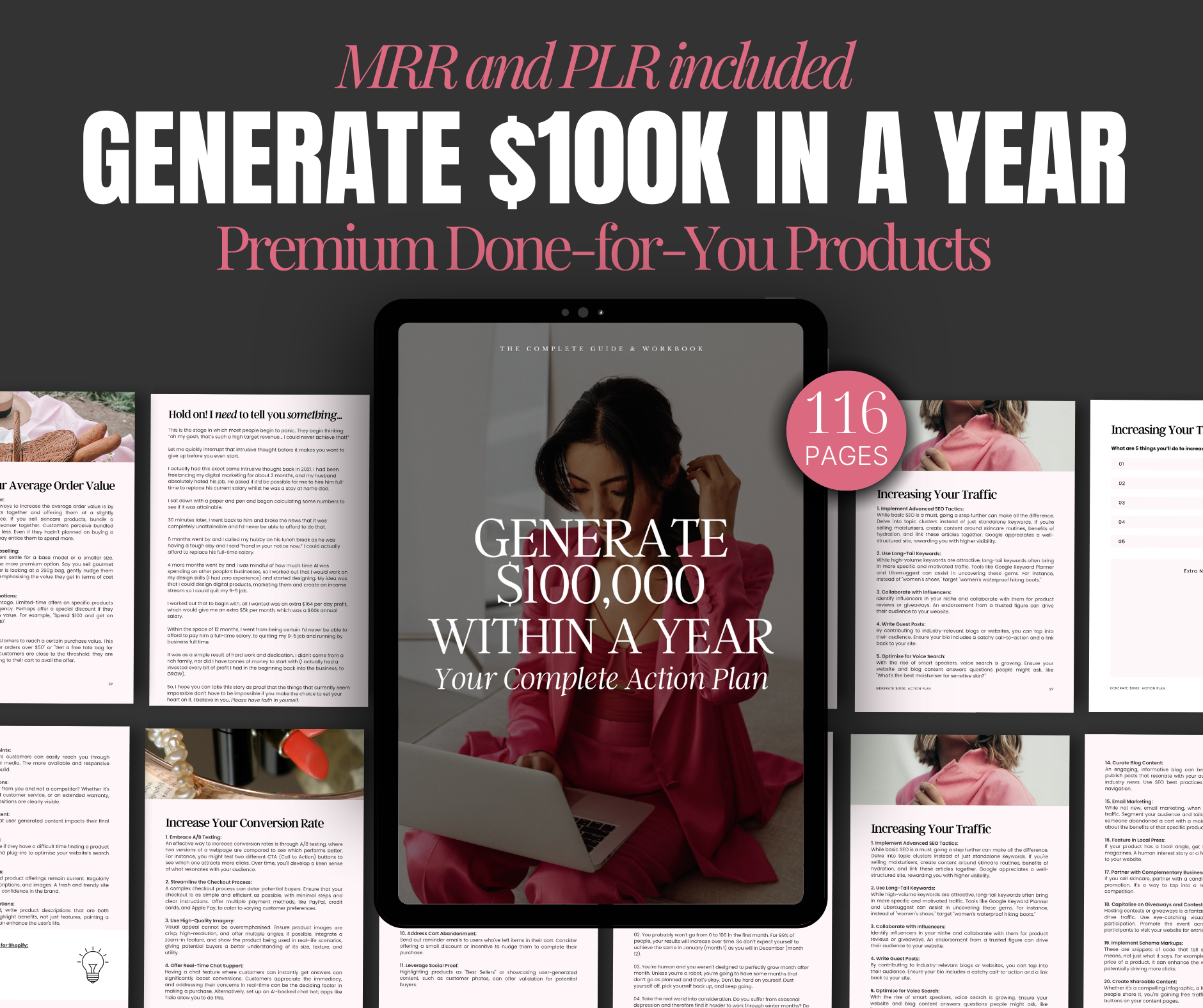 Generate $100k Within a Year guide and workbook cover