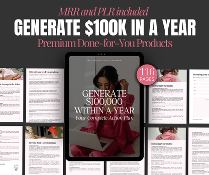 Generate $100k Within a Year guide and workbook cover