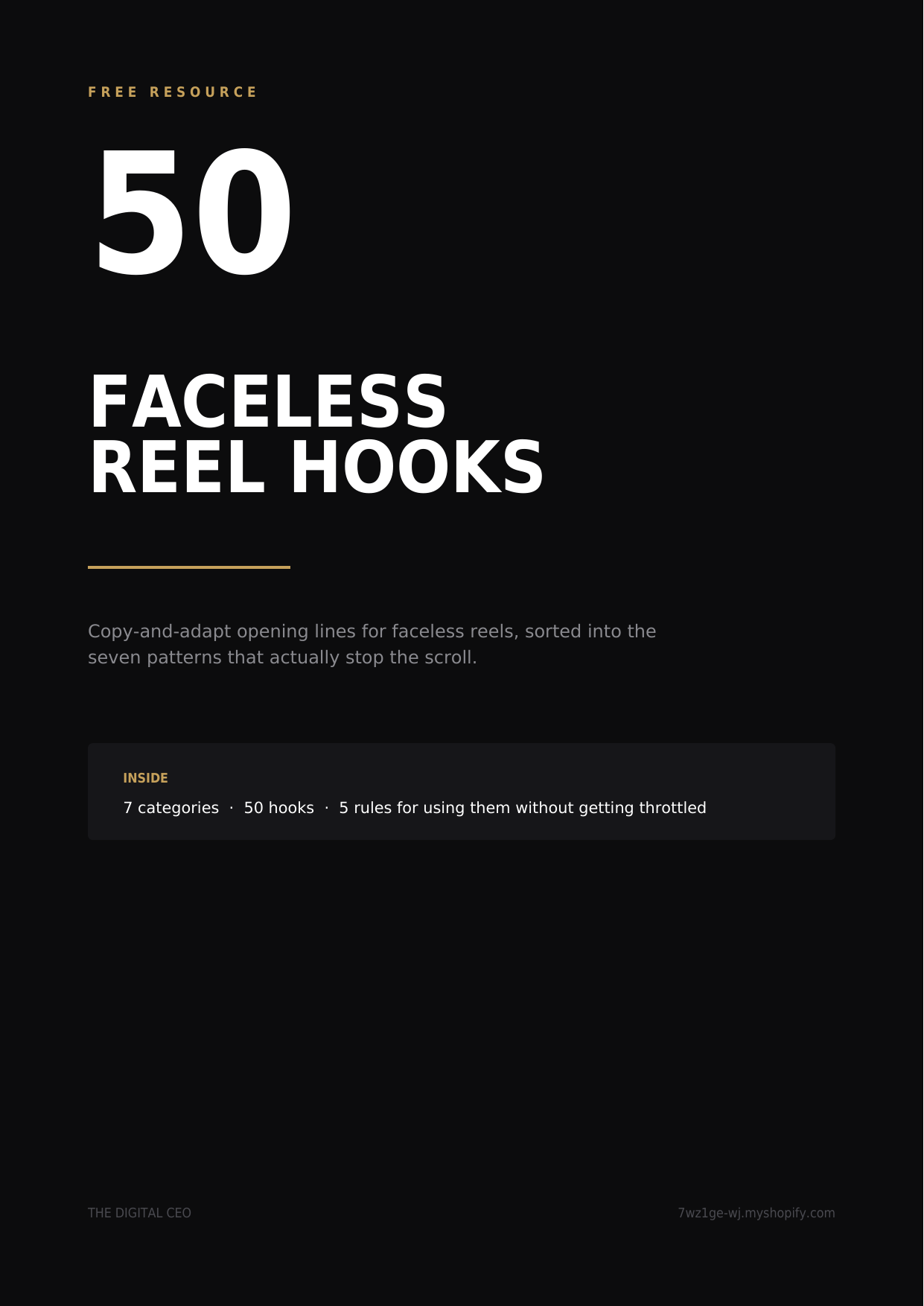 50 Free Faceless Reel Hooks swipe file PDF cover