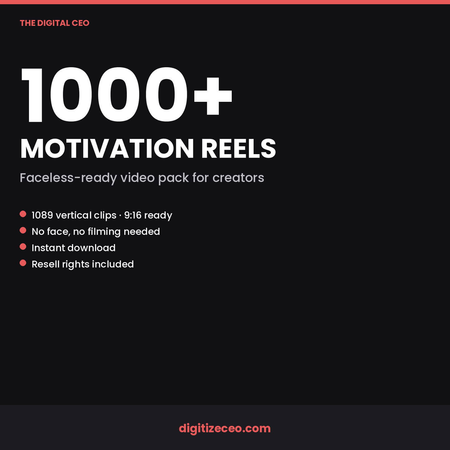 1000+ Motivation Reels faceless video pack cover